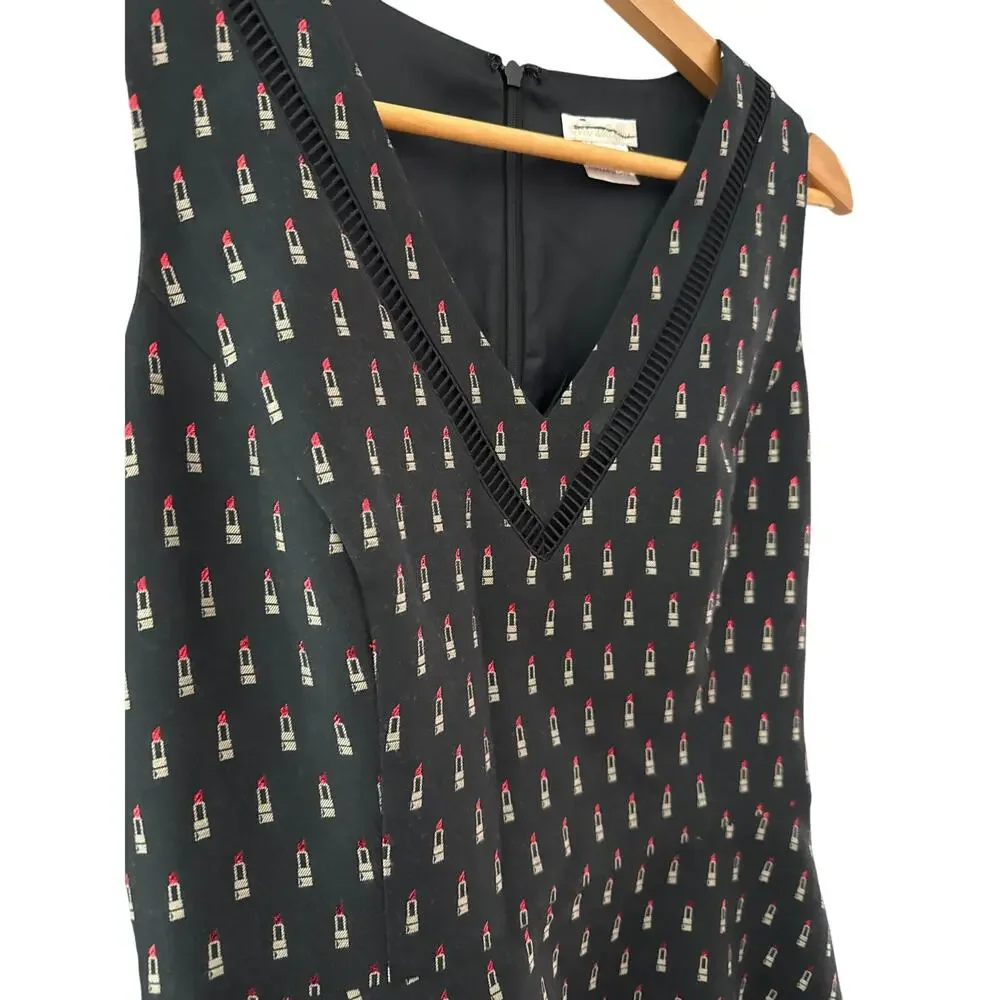 Shoshanna Elvira Metallic Lipstick Fit and Flare Dress Black Size 4‎